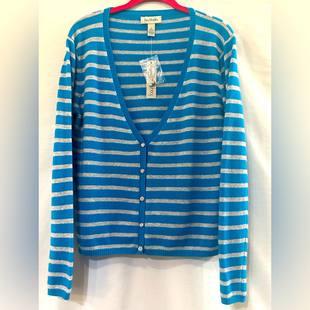 NWT - So Pretty!! Bay Studio 100% Cashmere Cardigan Sweater - Size Large